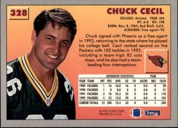 1993 Fleer #328 Chuck Cecil Back