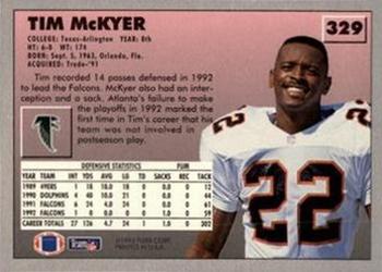 1993 Fleer #329 Tim McKyer Back