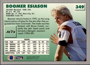 1993 Fleer #349 Boomer Esiason Back