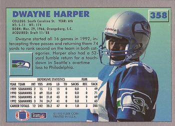1993 Fleer #358 Dwayne Harper Back