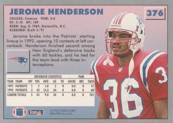 1993 Fleer #376 Jerome Henderson Back