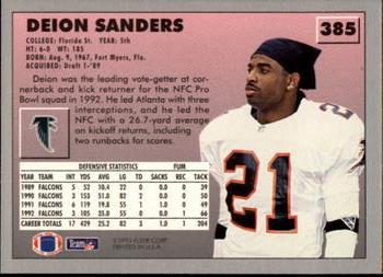 1993 Fleer #385 Deion Sanders Back