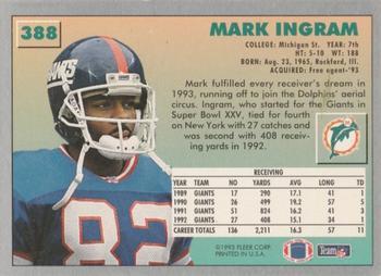 1993 Fleer #388 Mark Ingram Back