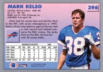 1993 Fleer #396 Mark Kelso Back