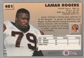 1993 Fleer #401 Lamar Rogers Back