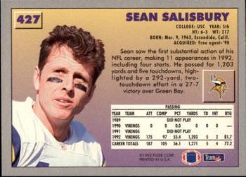 1993 Fleer #427 Sean Salisbury Back
