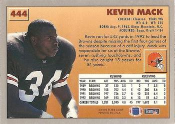 1993 Fleer #444 Kevin Mack Back
