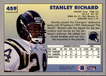 1993 Fleer #459 Stanley Richard Back
