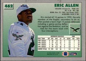 1993 Fleer #462 Eric Allen Back