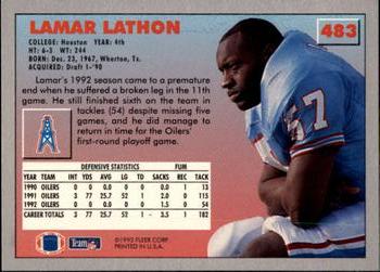 1993 Fleer #483 Lamar Lathon Back