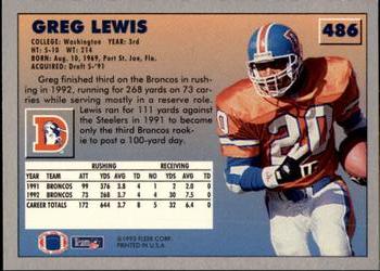 1993 Fleer #486 Greg Lewis Back
