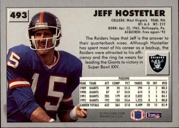 1993 Fleer #493 Jeff Hostetler Back