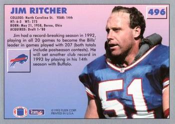 1993 Fleer #496 Jim Ritcher Back