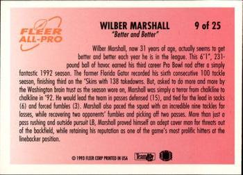 1993 Fleer - Fleer All-Pro #9 Wilber Marshall Back