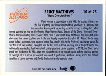 1993 Fleer - Fleer All-Pro #10 Bruce Matthews Back