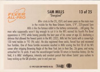 1993 Fleer - Fleer All-Pro #13 Sam Mills Back