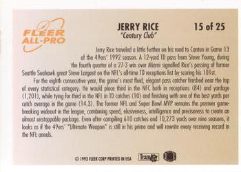 1993 Fleer - Fleer All-Pro #15 Jerry Rice Back