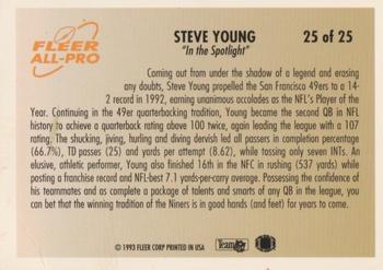 1993 Fleer - Fleer All-Pro #25 Steve Young Back