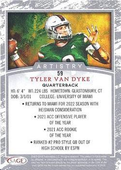 2022 SAGE Artistry - Silver #59 Tyler Van Dyke Back