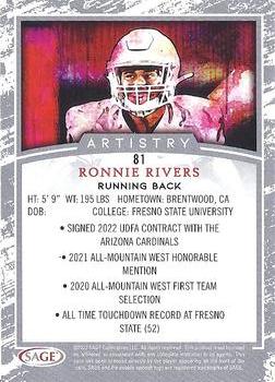 2022 SAGE Artistry - Silver #81 Ronnie Rivers Back