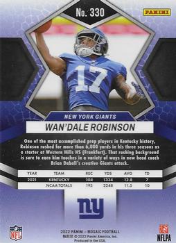 2022 Panini Mosaic #330 Wan'Dale Robinson Back