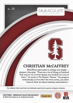 2022 Panini Immaculate Collection Collegiate - Ruby #10 Christian McCaffrey Back