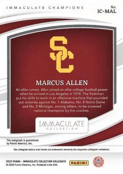 2022 Panini Immaculate Collection Collegiate - Immaculate Champions #IC-MAL Marcus Allen Back