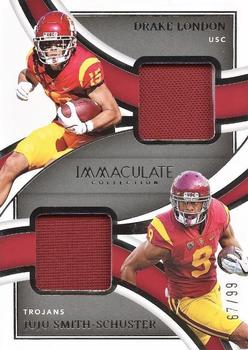 2022 Panini Immaculate Collection Collegiate - Immaculate Dual Jerseys #IDJ-DLO Drake London / JuJu Smith-Schuster Front
