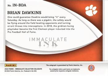 2022 Panini Immaculate Collection Collegiate - Immaculate Ink Platinum #IN-BDA Brian Dawkins Back