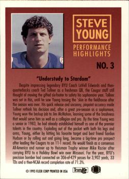 1993 Fleer - Steve Young: Performance Highlights #3 Steve Young Back