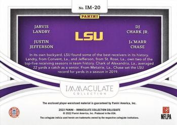 2022 Panini Immaculate Collection Collegiate - Immaculate Monuments #IM-20 Ja'Marr Chase / Jarvis Landry / Justin Jefferson / DJ Chark Jr. Back