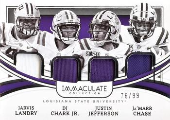 2022 Panini Immaculate Collection Collegiate - Immaculate Monuments #IM-20 Ja'Marr Chase / Jarvis Landry / Justin Jefferson / DJ Chark Jr. Front