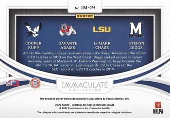 2022 Panini Immaculate Collection Collegiate - Immaculate Monuments Emerald #IM-19 Ja'Marr Chase / Cooper Kupp / Stefon Diggs / Davante Adams Back