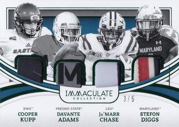 2022 Panini Immaculate Collection Collegiate - Immaculate Monuments Emerald #IM-19 Ja'Marr Chase / Cooper Kupp / Stefon Diggs / Davante Adams Front