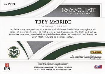 2022 Panini Immaculate Collection Collegiate - Premium Patches Rookie Autographs #PP33 Trey McBride Back