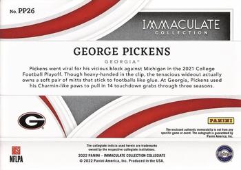 2022 Panini Immaculate Collection Collegiate - Premium Patches Rookie Autographs Gold #PP26 George Pickens Back