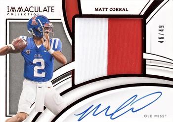 2022 Panini Immaculate Collection Collegiate - Premium Patches Rookie Autographs Ruby #PP3 Matt Corral Front