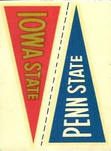 1960 Fleer - College Pennant Decals #NNO Iowa State / Penn State Front