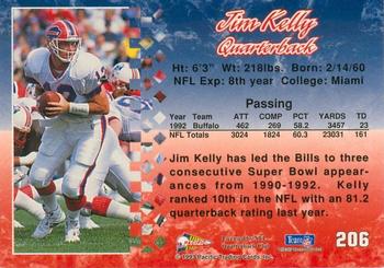 1993 Pacific #206 Jim Kelly Back