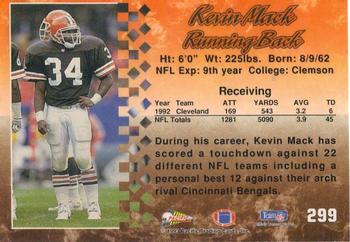 1993 Pacific #299 Kevin Mack Back