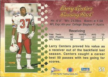 1993 Pacific #59 Larry Centers Back