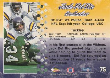 1993 Pacific #75 Jack Del Rio Back