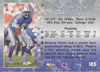 1993 Pacific #105 Rodney Peete Back