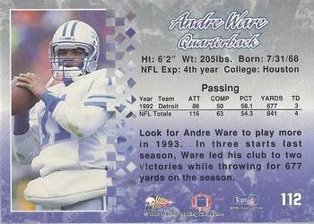 1993 Pacific #112 Andre Ware Back