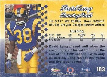 1993 Pacific #193 David Lang Back