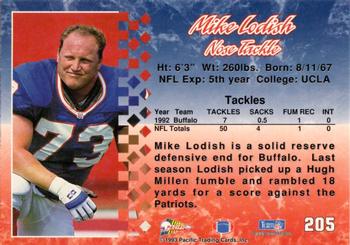 1993 Pacific #205 Mike Lodish Back
