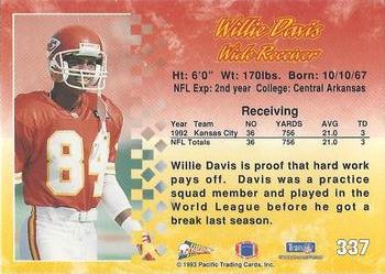 1993 Pacific #337 Willie Davis Back