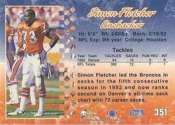 1993 Pacific #351 Simon Fletcher Back
