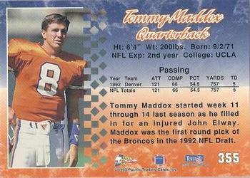 1993 Pacific #355 Tommy Maddox Back