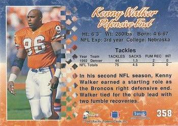 1993 Pacific #358 Kenny Walker Back